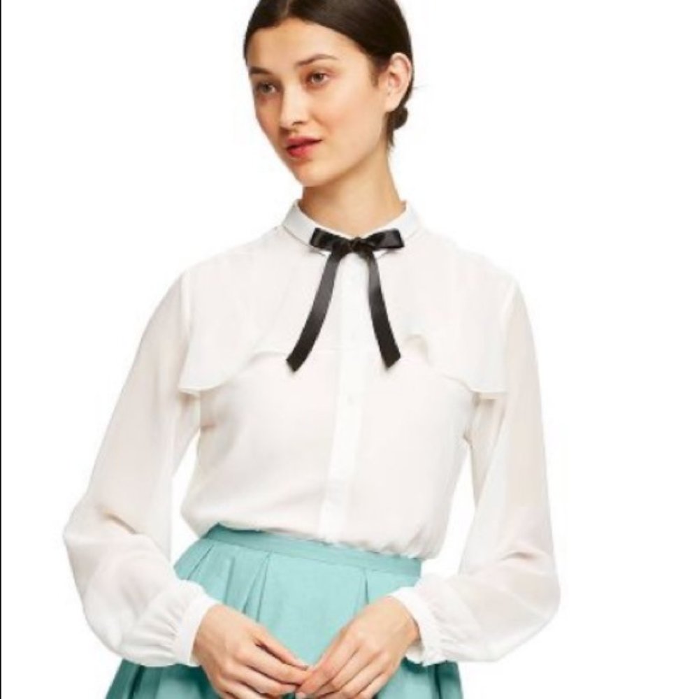 Jason Wu Target White Long Sleeve Collar Blouse - Picture 1 of 9